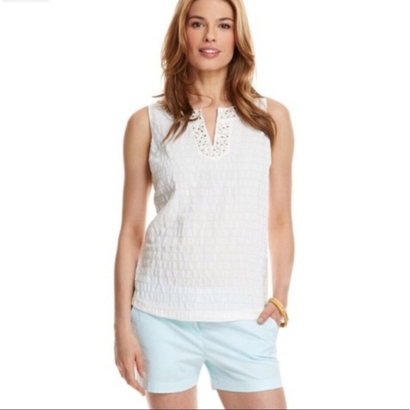 VINEYARD VINES Shimmer Beaded Linen Tank Top Sz 0 - Picture 1 of 8